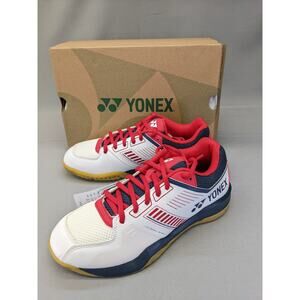 YONEX Badminton Shoes POWER CUSHION STRIDER FLOW White/Navy/Red, Size US 7.5